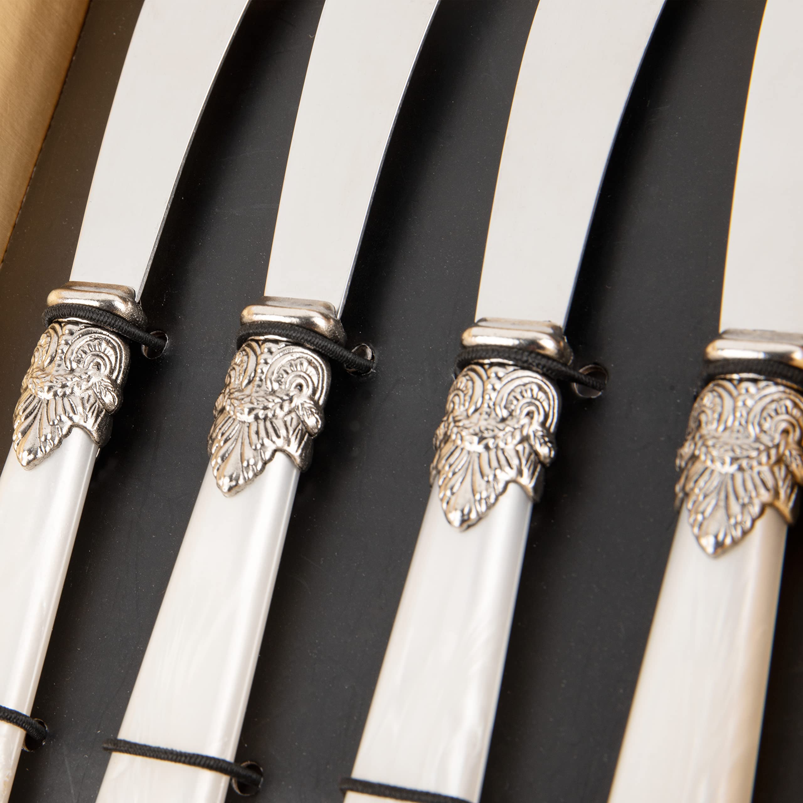 REVERIE 4-Piece Stainless Steel Butter Knife Set - Cheese Spreader & Bread Knife with White Handle - Perfect for Kitchen, Dinner Parties & Gift Giving