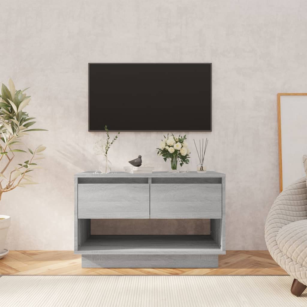 50 Inch TV Stand with 2 Drawers & Open Shelf - Industrial Style TV Cabinet, Entertainment Center for Living Room - Perfect for Gaming, Movie Nights & Home Decor (Gray Sonoma, 27.6