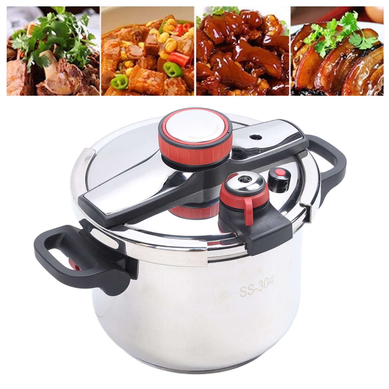 Luqeeg 8QT Stainless Steel Pressure Cooker - 2-in-1 Pressure Cooking Pot & Canner with Foldable Handle, Compatible with Induction/Gas/Electric Stoves - Perfect for Canning, Stewing & Fast Cooking at Home