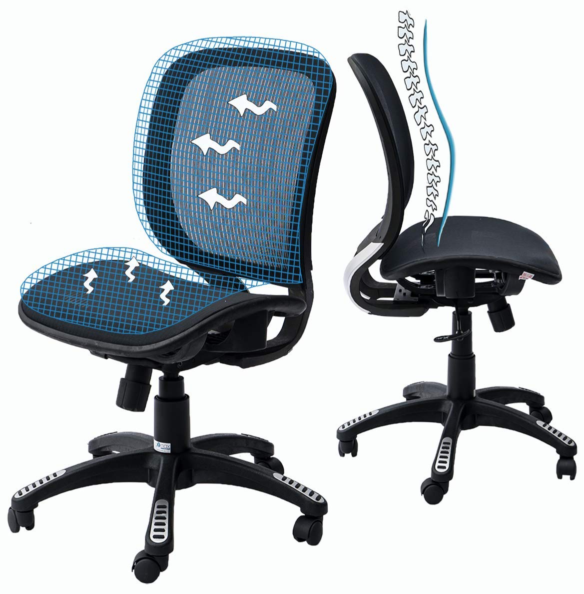 ErgoMax Ergonomic Office Chair - Fully Meshed Back, Height Adjustable (Up to 42