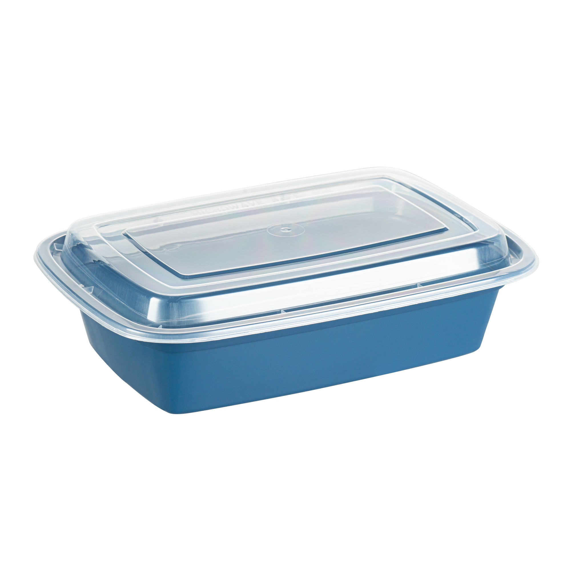 38 oz Rectangle Midnight Blue Plastic To Go Containers with Clear Lids - 100 Pack (8.75