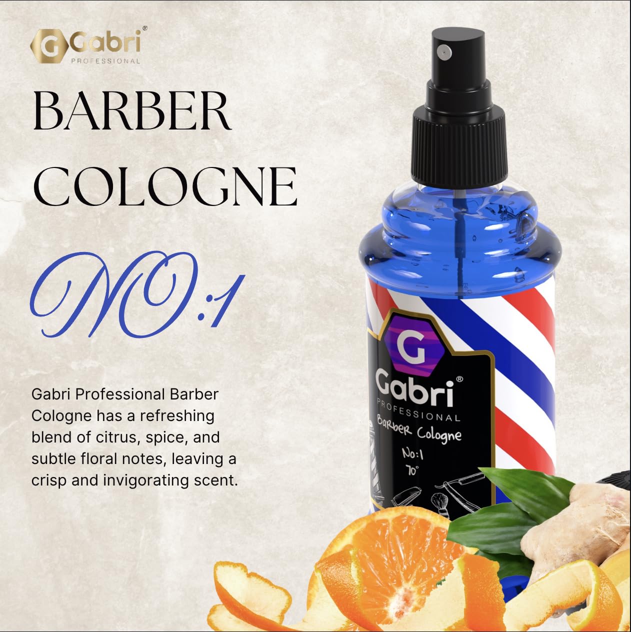 Gabri Men's Cologne 250ml - Eau De Toilette & Aftershave Spray with Ginger, Tangerine & Oleander | Fresh Spicy Fragrance for Men | Perfect for Daily Wear, Office & Date Nights