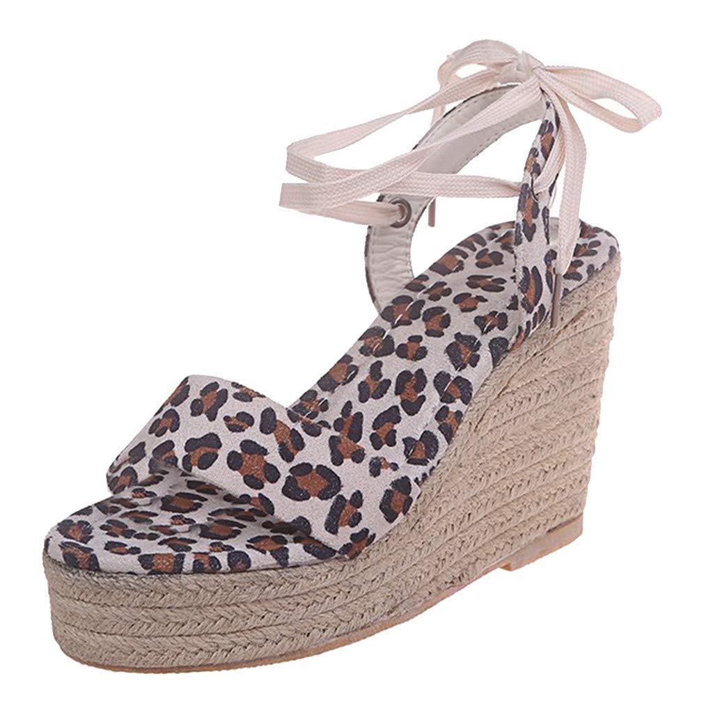 Women's Wide Width Wedge Sandals with Ankle Buckle - 2020 Fashion Summer Beach Shoes, Open Toe Espadrille Platform Sandals for Walking, Vacation & Outdoor Activities