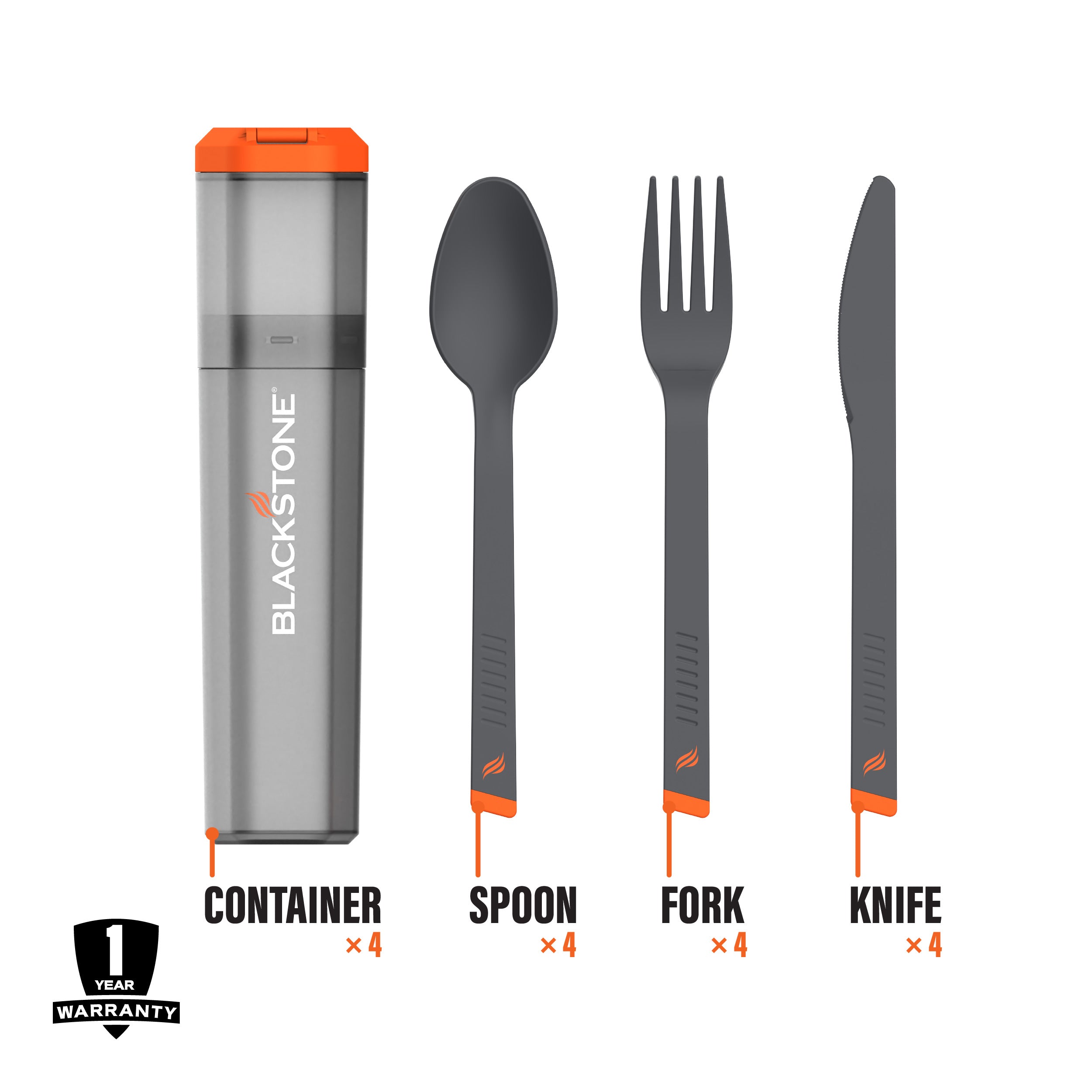 Camping Utensil Set (4-Piece) - Durable Stainless Steel Forks, Knives & Spoons for Outdoor Cooking, Picnics & Backpacking