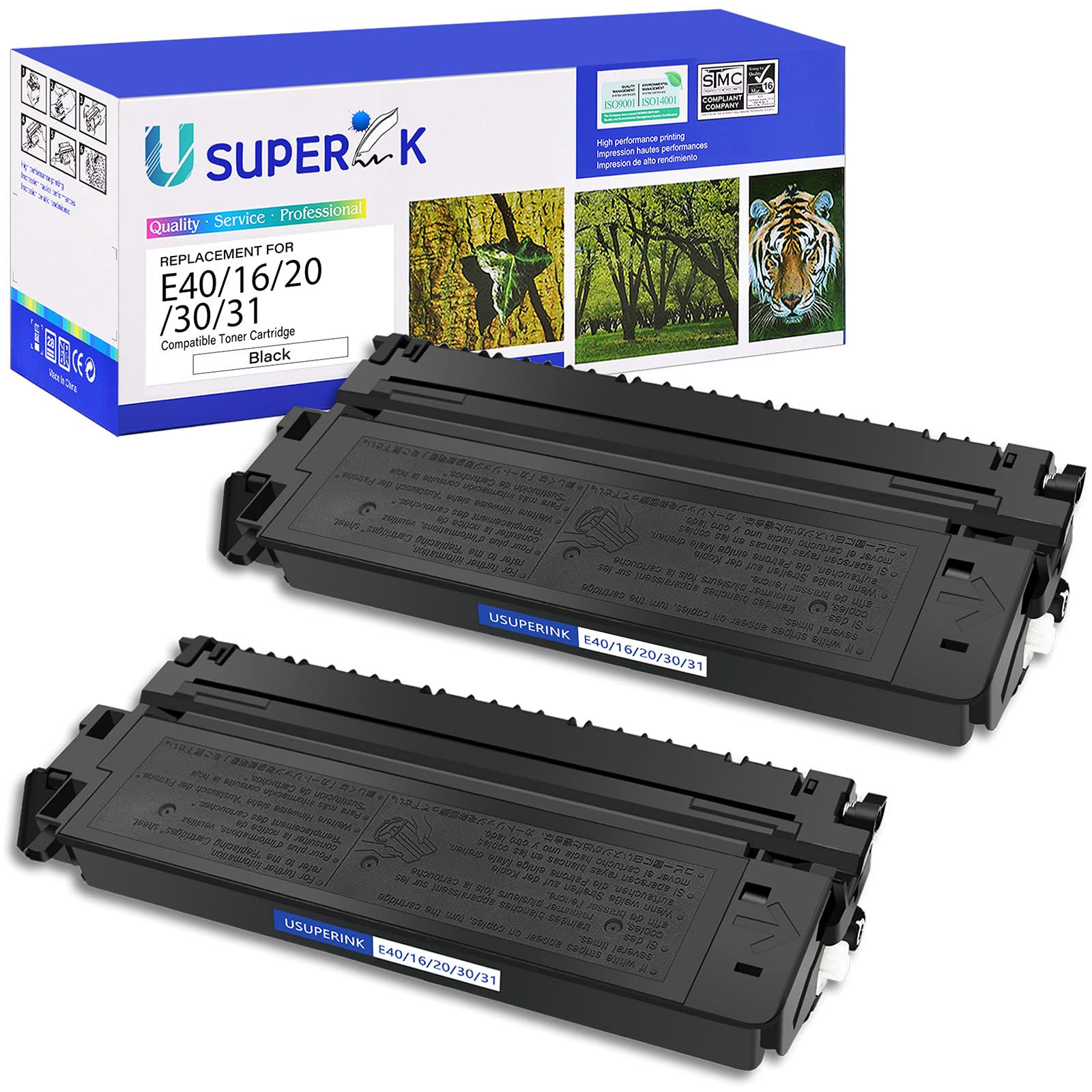 2 Pack Black Toner Cartridge Compatible for Canon E40 E30 E31 E16 E20 1491A002AA - Works with PC-170 PC-940 PC-795 PC-950 PC-745 PC-980 Copier Printers - Ideal for Office Printing & High Volume Document Copying