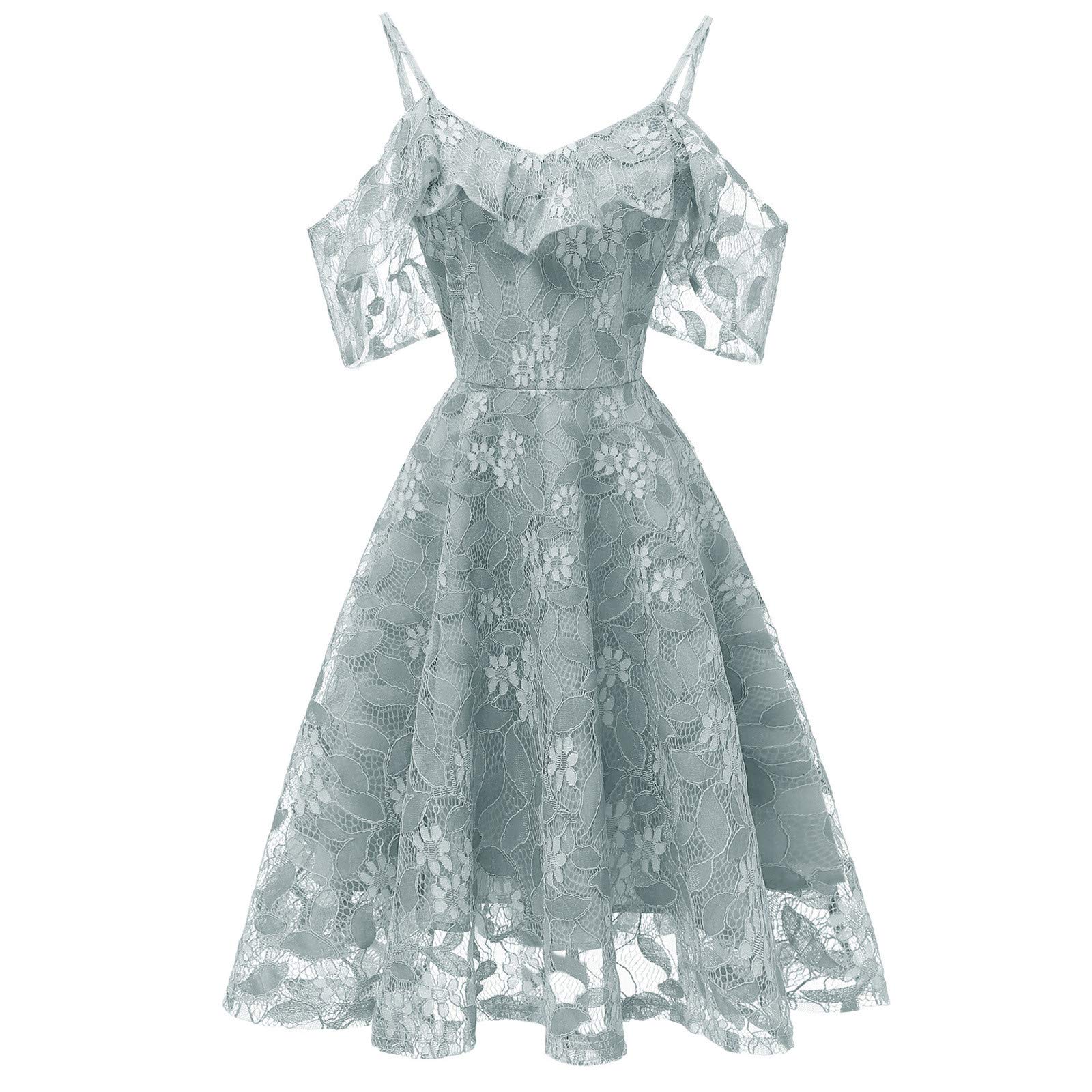 Vintage Floral Lace Cocktail Dress for Women - Elegant Sleeveless Swing Party Dress with Princess Neckline | Perfect for Cocktail Parties, Weddings & Special Occasions
