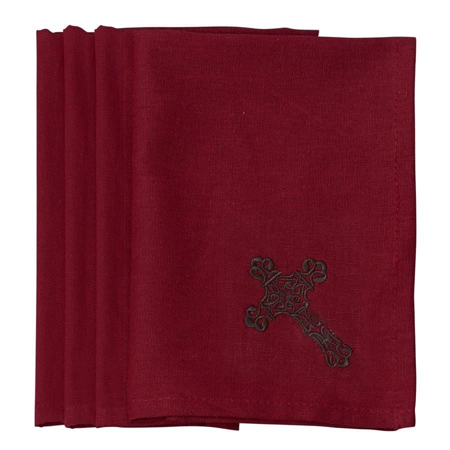 Premium Red Cross Napkins (Set of 4) - Elegant Dinner Party, Wedding, and Holiday Table Decorations