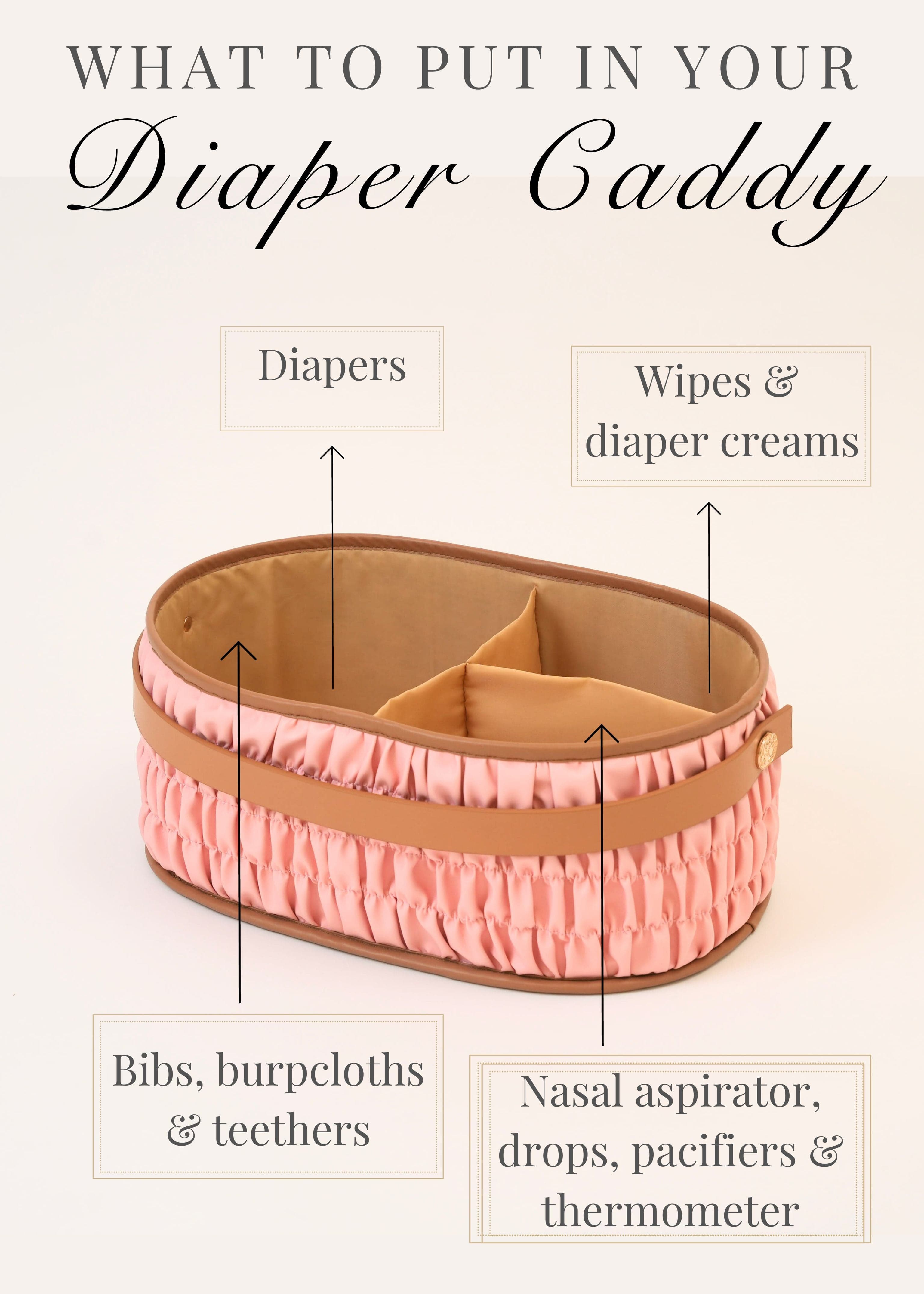**Pink Dune Diaper Caddy - Portable Baby Essentials Organizer for Nursery, Changing Table & Travel**