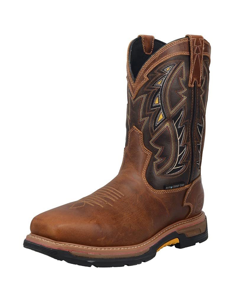 Dan Post Men's Warrior Waterproof Work Boots - Brown Leather Safety Shoes for Construction & Outdoor Work - Size 9 M - Comfortable & Durable for Hiking, Farming & Industrial Use
