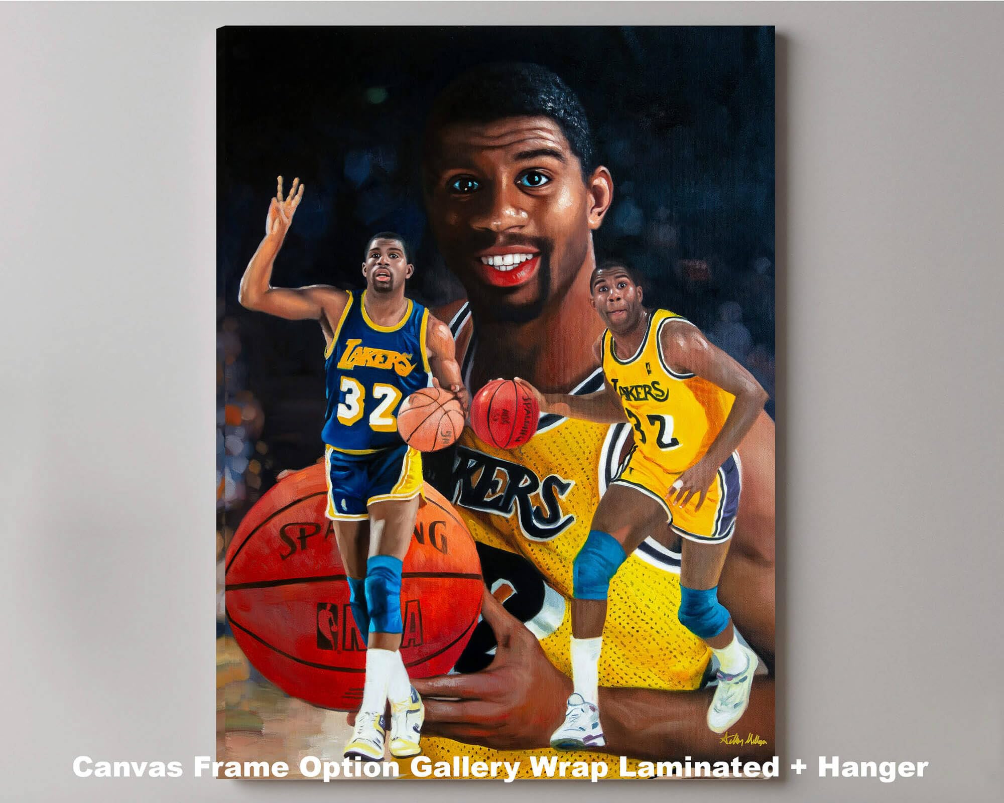 Magic Johnson LA Lakers NBA Basketball Art Print - 31x40 Polyester Canvas Wall Decor for Sports Fans & Man Cave