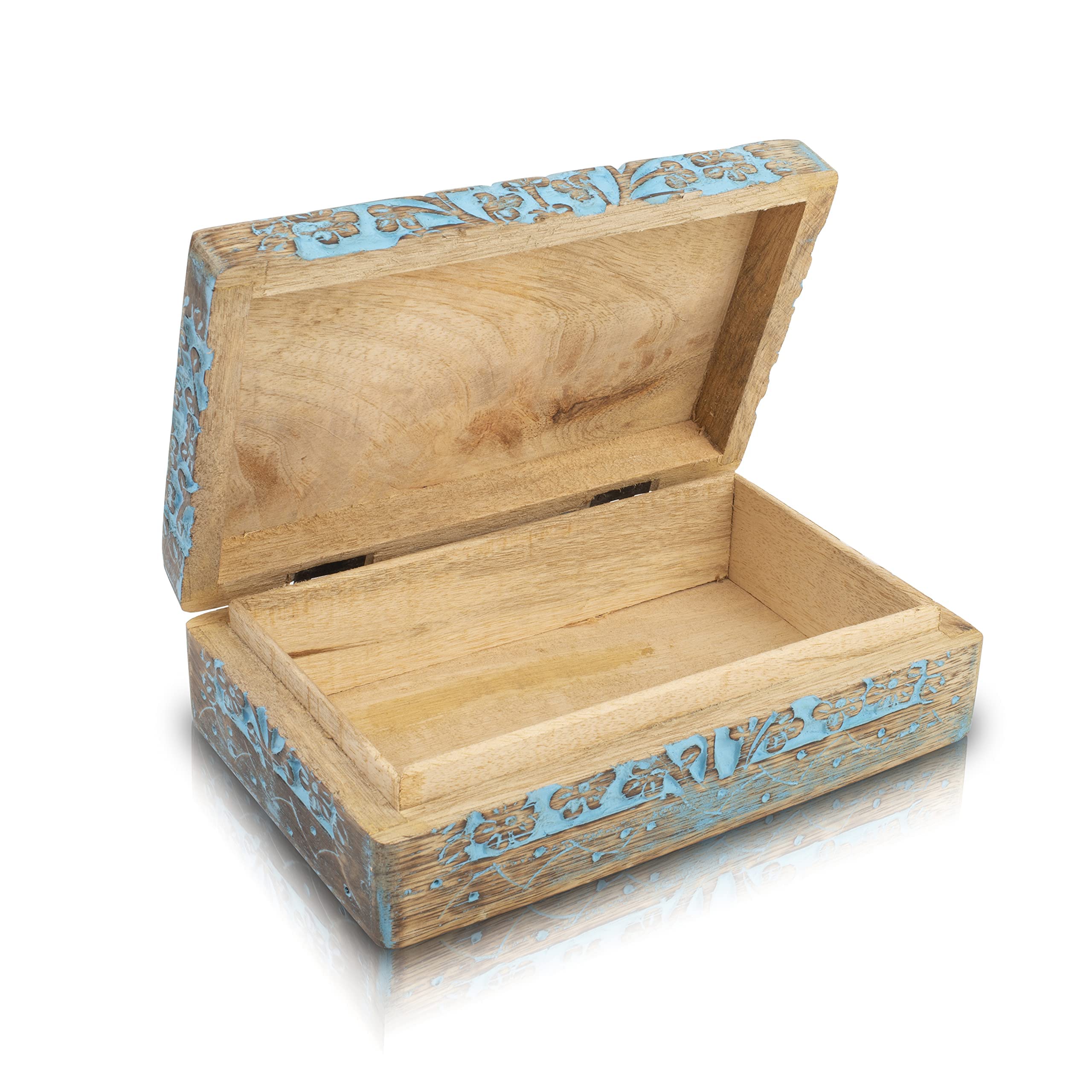 Handmade Wooden Jewelry Box with Tree of Life Carving - Jewelry Organizer, Keepsake Box, Treasure Chest for Women - Perfect Birthday, Housewarming Gift - Watch & Trinket Storage with Lock - Ideal for Home Decor, Travel & Special Occasions