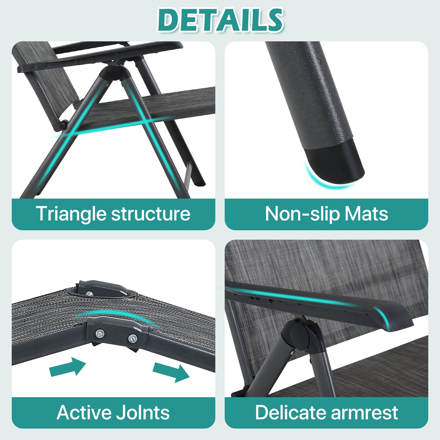Premium Outdoor Chaise Lounge Chairs Set of 2 - Adjustable Reclining Patio Chairs for Poolside, Beach & Backyard - Water-Resistant Folding Deck Chairs with Cup Holders - Perfect for Sunbathing, Relaxing & Outdoor Lounging