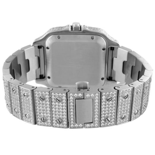 Moissanite VVS Automatic Watch for Men - Stainless Steel Luxury Hip Hop Style Wristwatch - Perfect for Gifts, Parties, and Everyday Wear