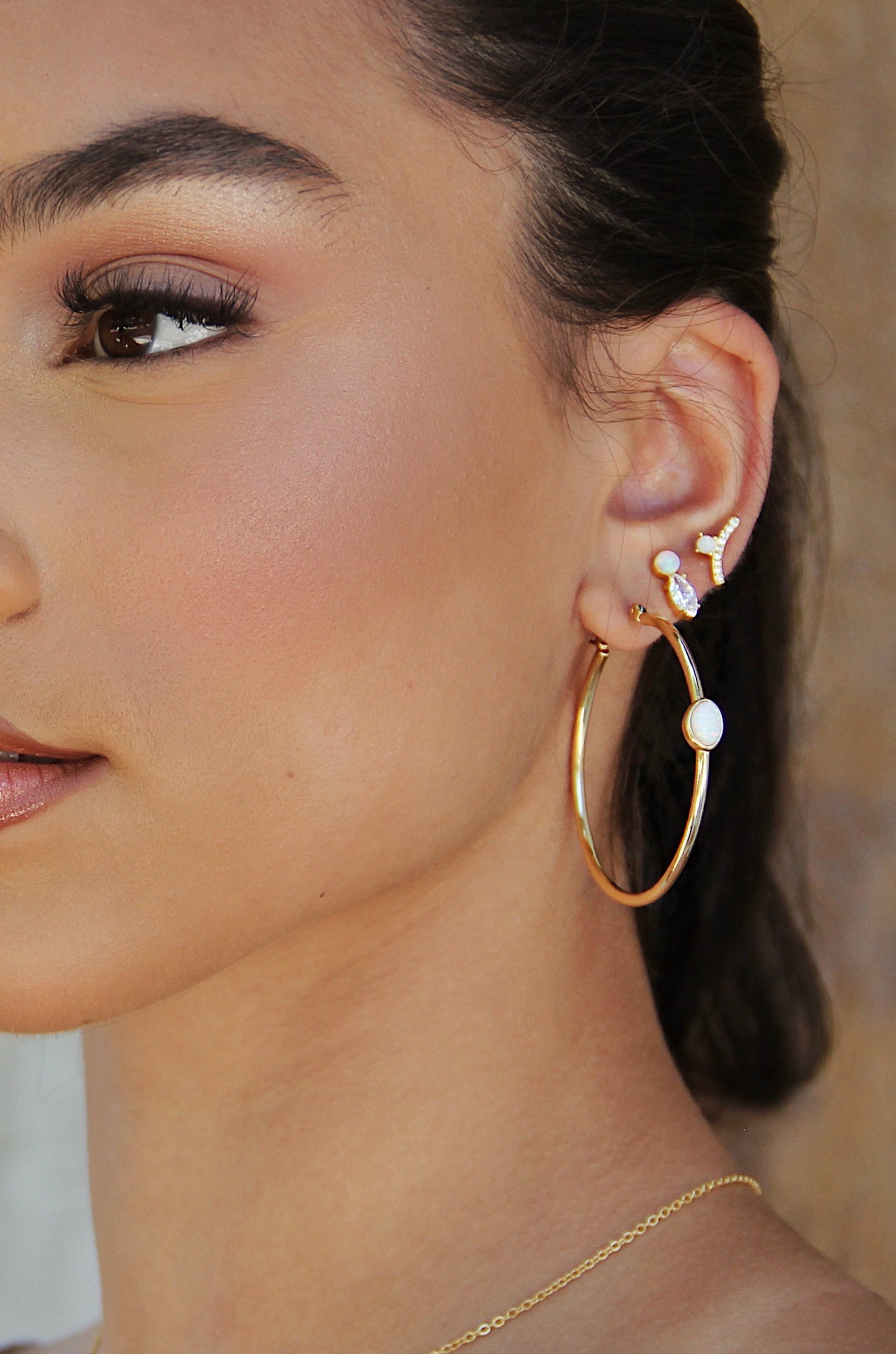 Opal Hoop Earrings - Dainty Sterling Silver Opal Drop Earrings for Women | Perfect for Weddings, Parties & Everyday Elegance