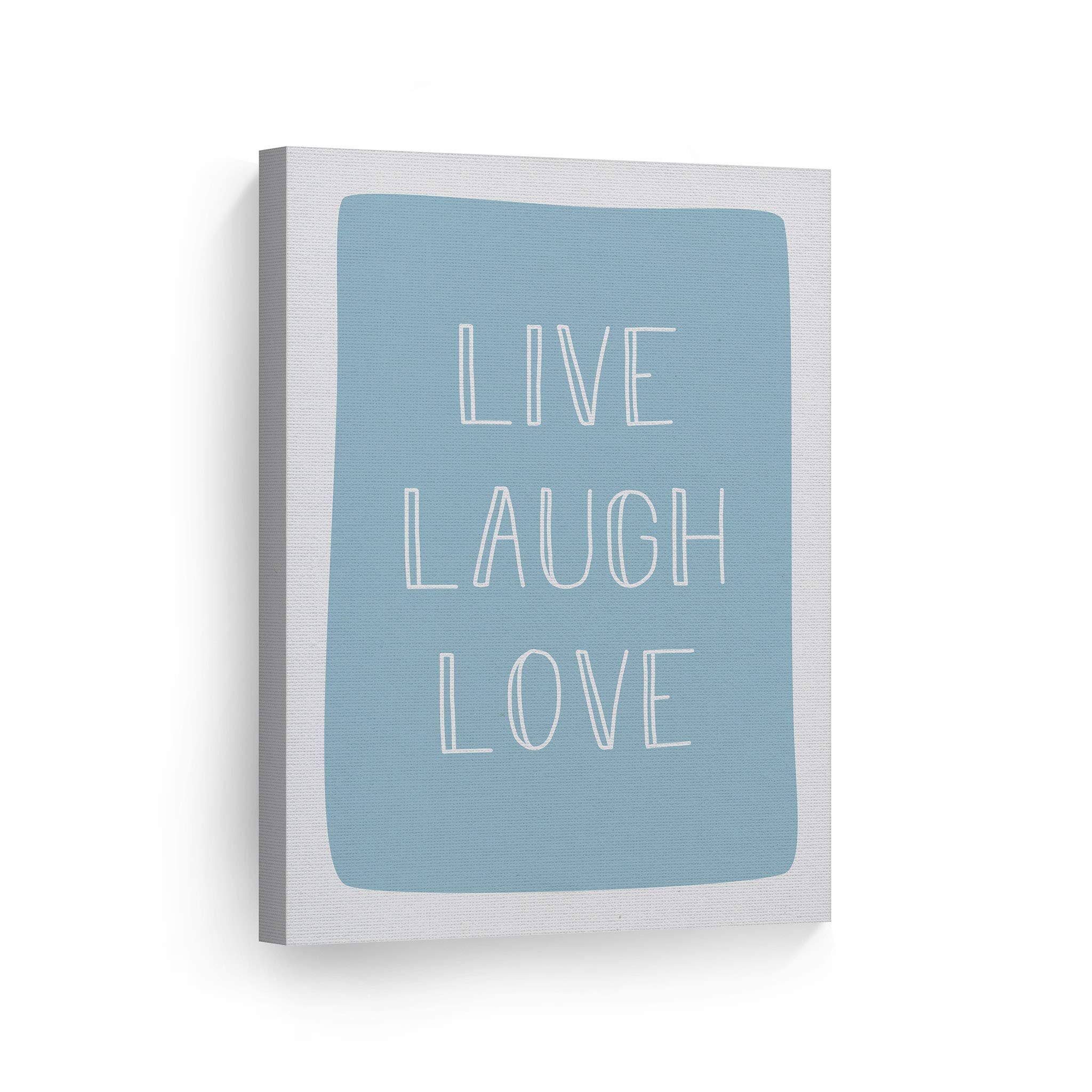 Live Laugh Love Blue Canvas Wall Art Print - 40x30 Inch Ready to Hang Nursery Decor, Kids Room Decor & Baby Room Decoration - Made in USA | Perfect for Bedrooms, Playrooms & Nursery Walls