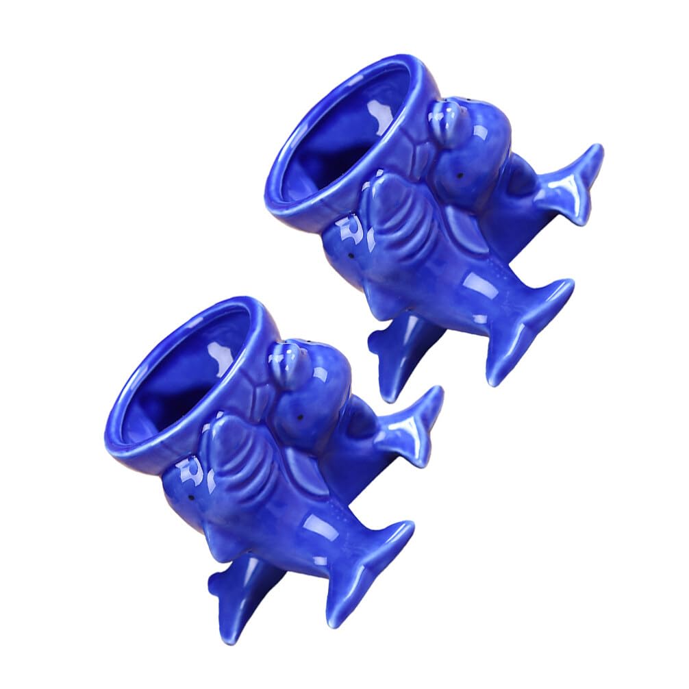 Cabilock Ceramic Dolphin Pen Holder & Succulent Planter - Cute Animal Flower Pot, Mini Bonsai Vase, Desk Organizer for Office, Balcony Decor, Home & Garden Landscape Accessories