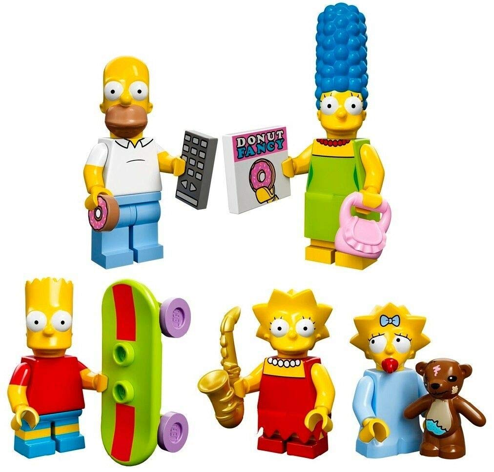 LEGO The Simpsons Family Minifigures Set - Homer, Marge, Bart, Lisa & Maggie (5-Pack Sealed) | Collectible Building Toys for Kids & Adults | Perfect for Display, Gifts & Play Scenes