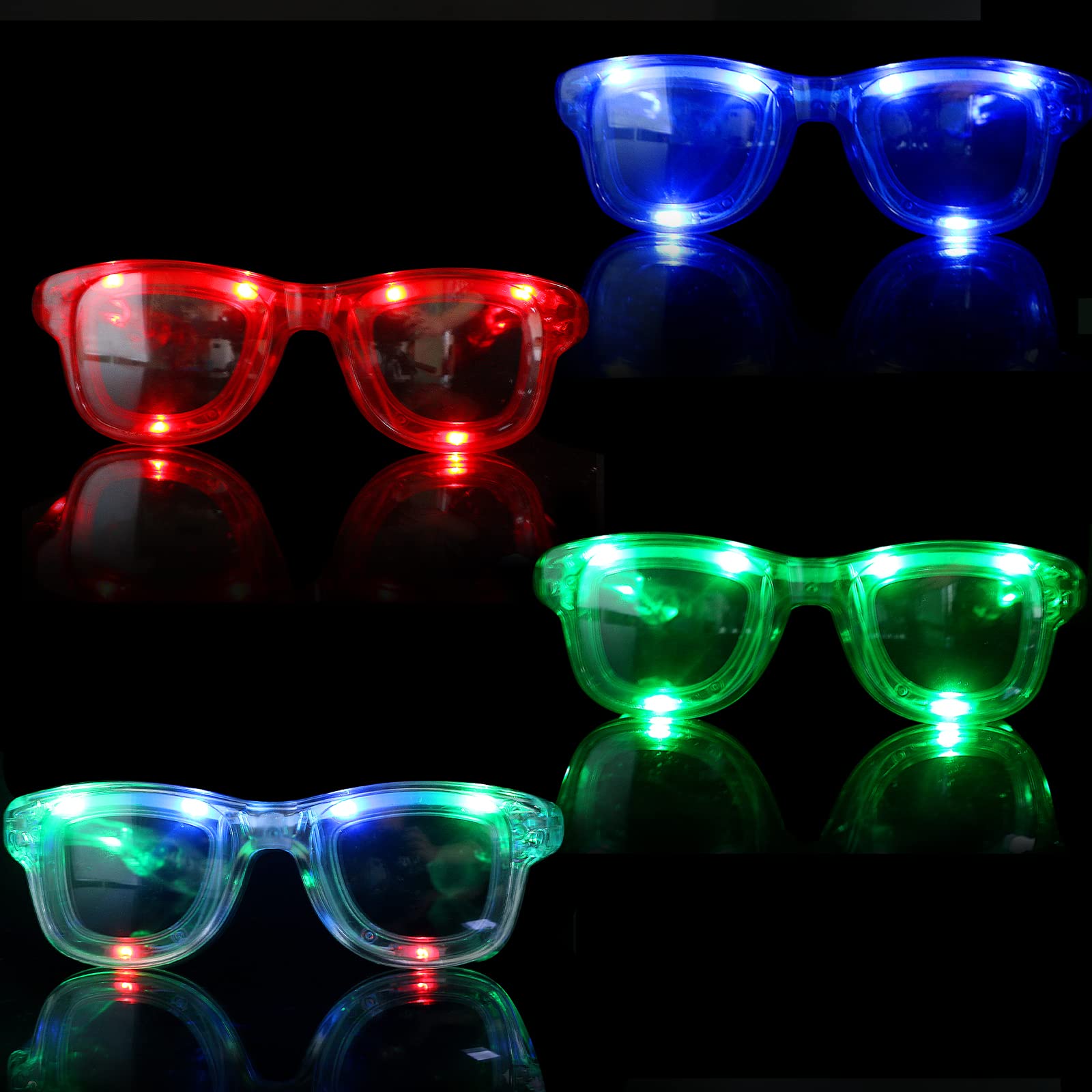 LED Glow Glasses - Flashing Light Up Party Glasses for Halloween, Birthday, Rave & Night Events - Fun Neon Glow in the Dark Accessories for Festivals & Celebrations