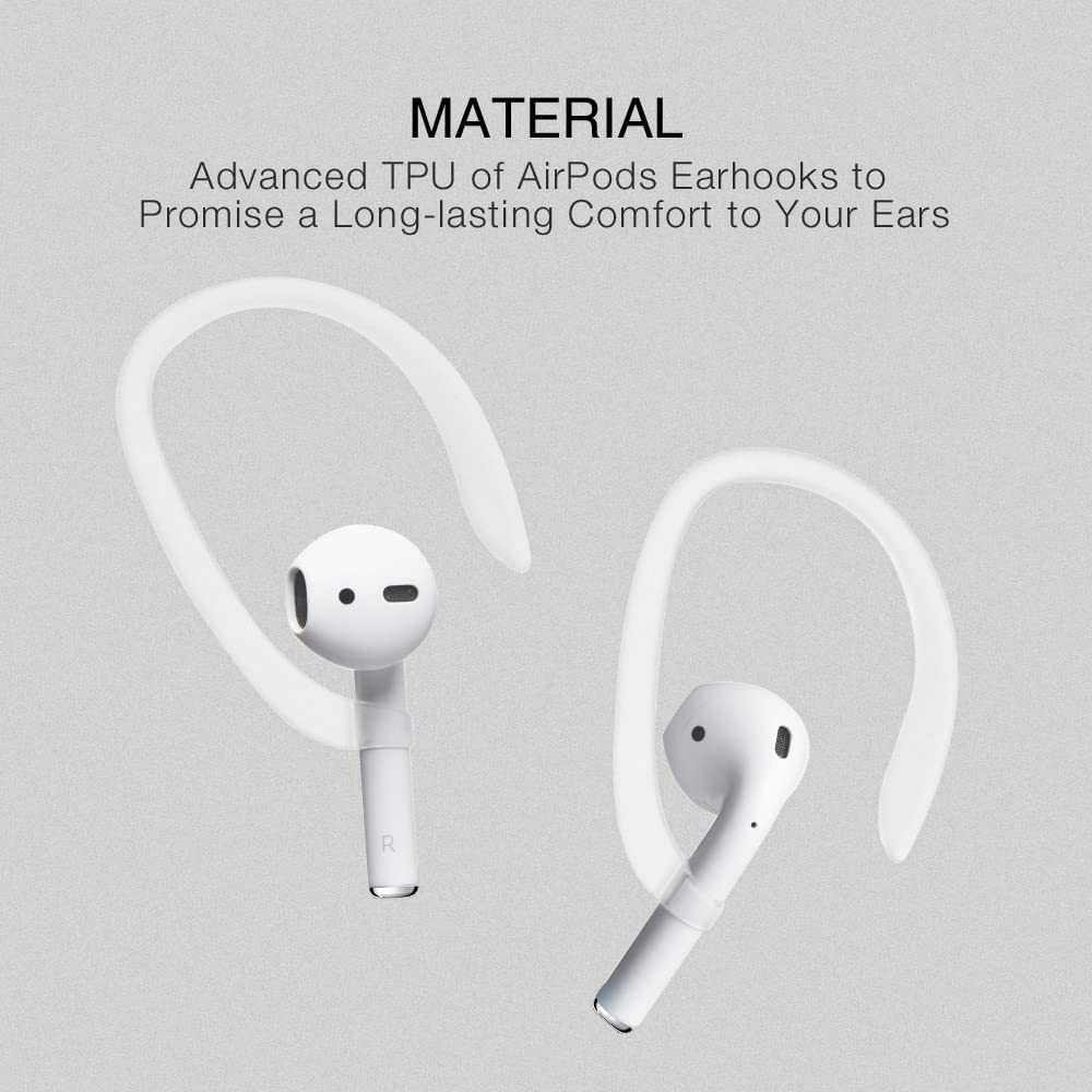 ICARER Anti-Slip Ear Hooks for AirPods 1/2/3/Pro - Secure Fit Sports Ear Hooks for Apple AirPods - Transparent Design - Perfect for Running, Gym Workouts & Outdoor Activities