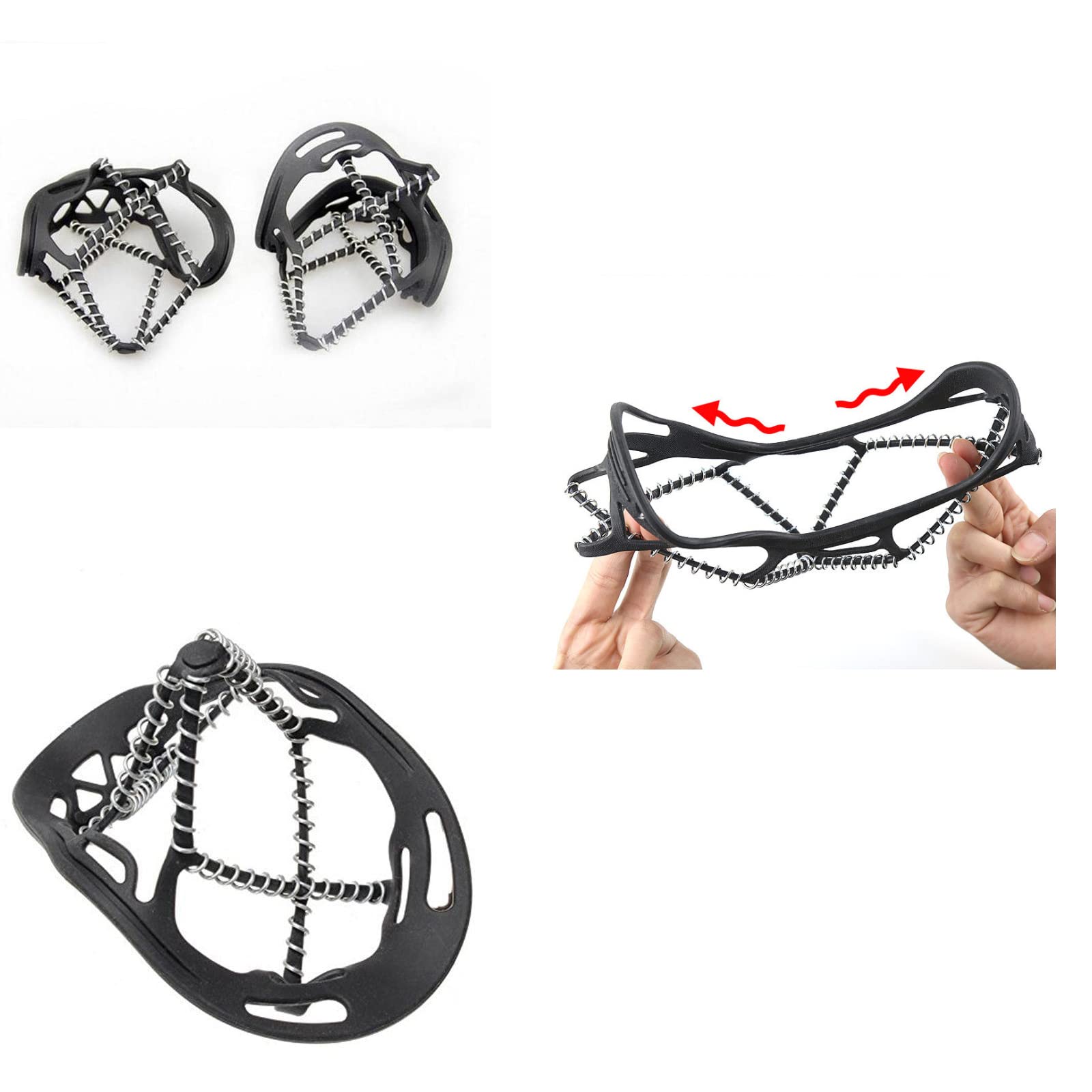 Anti-Slip Ice Cleats for Shoes & Boots - Winter Traction Crampons with Rubber Spikes for Snow & Ice - Non-Slip Grippers for Hiking, Climbing & Mountaineering (2 Pack, Unisex) - Perfect for Winter Walking, Outdoor Adventures & Slippery Conditions