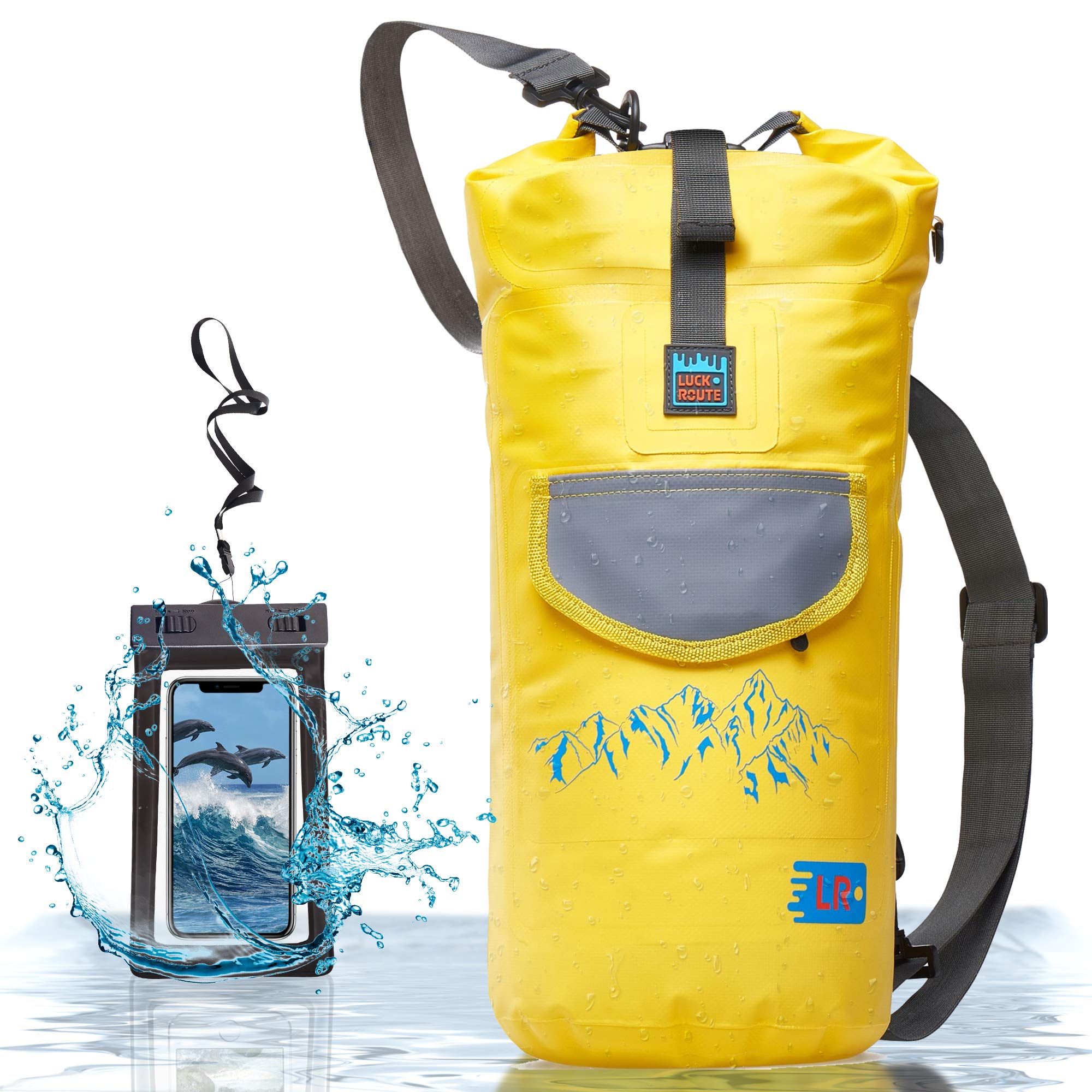 Waterproof Dry Bag 10L - Yellow Kayaking Dry Sack for Boating, Swimming & Outdoor Activities - Floating Waterproof Backpack for Camping, Hiking & Water Sports