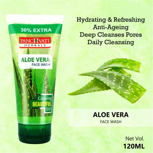Panchvati Herbals Aloe Vera & Neem Face Wash Combo (60ml x 2) - Natural Cleansing for Acne & Glowing Skin - Perfect for Daily Skincare Routine