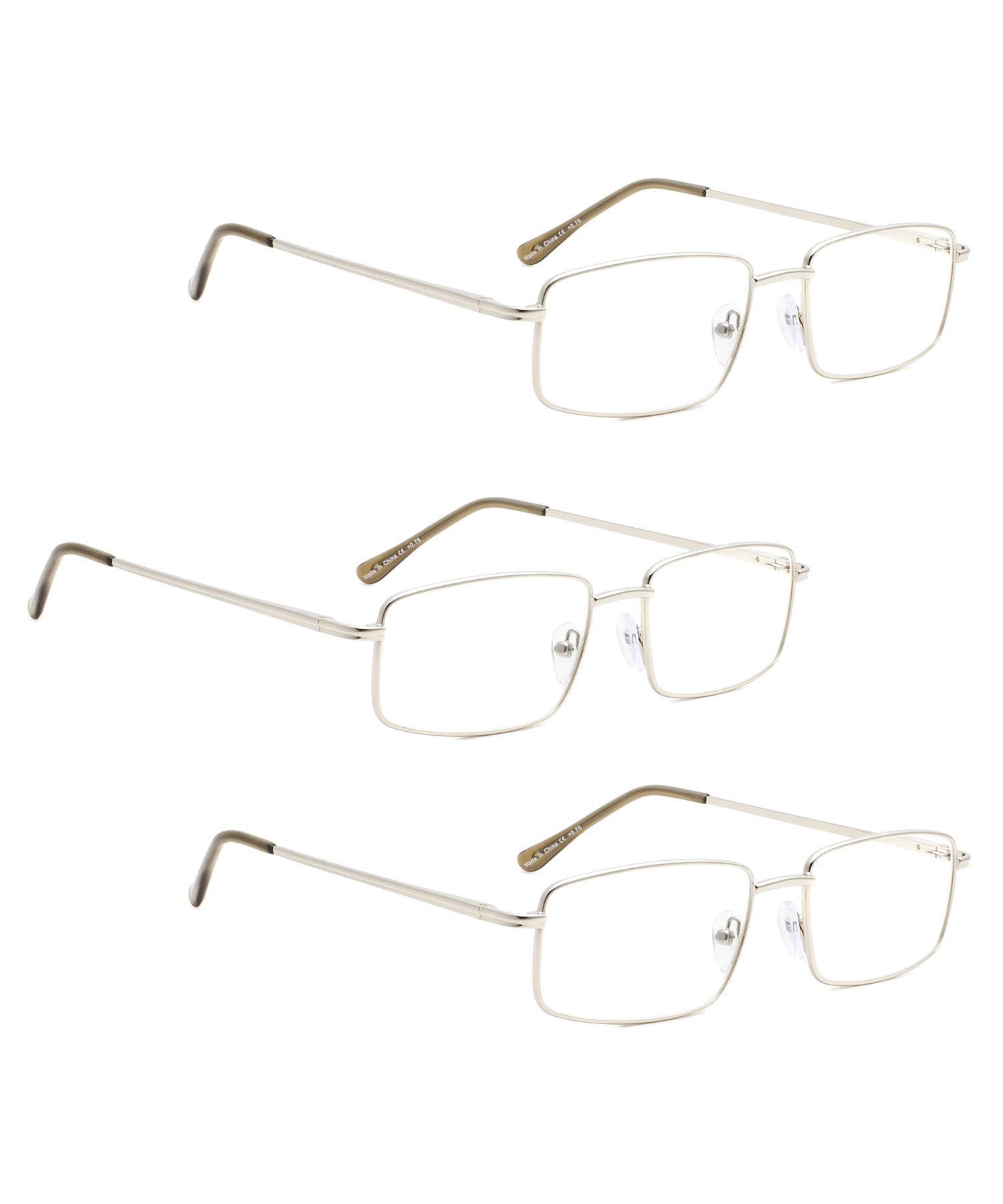 Premium LUR Reading Glasses 3-Pack - Stylish Metal Frame Readers for Men & Women - Perfect for Reading, Computer Work & Close-Up Tasks