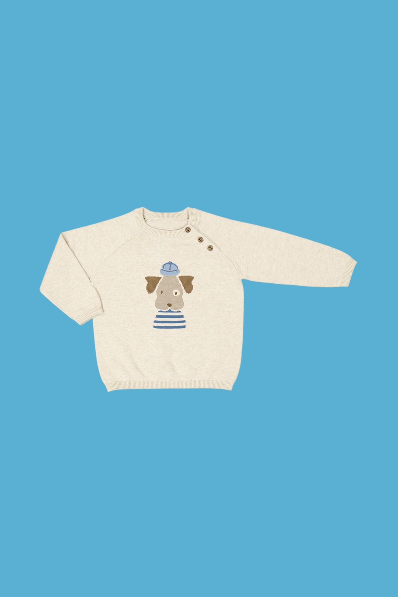 Adorable Cream Puppy Sweater for Toddler Boys - Soft & Cozy Knit Dog-Themed Pullover for Winter Outfits & Playdates