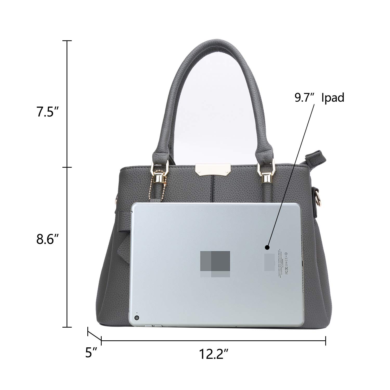 KKXIU Women's Top Handle Satchel Shoulder Bag with 3 Zippered Compartments - Stylish Ladies Purse for Work, Travel & Everyday Use