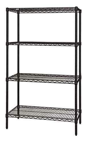 Quantum H/D 74-Inch 4-Shelf Heavy Duty Wire Shelving Kit - 800lb Capacity, NSF Certified, Black Epoxy Coated - Perfect for Garage Storage, Pantry Organization & Commercial Use