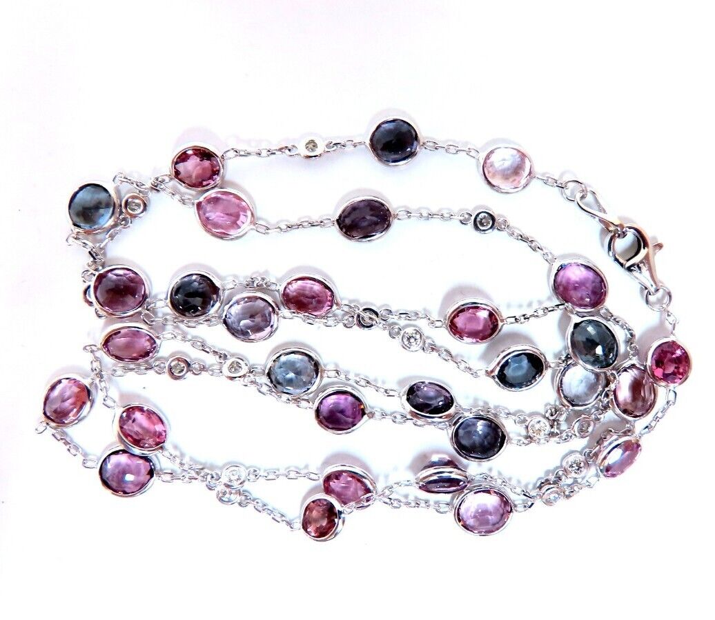 25.10ct Multi-Colored Natural Spinel Diamond Necklace - 25 Inch 14K Gold Chain for Women - Perfect for Weddings, Parties & Special Occasions