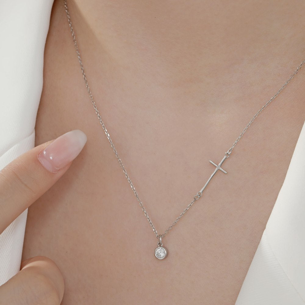 Trendy Silver Cross Chain Necklace for Women - Stainless Steel Religious Jewelry Gift for Christmas, Baptism & Everyday Wear | DY0358