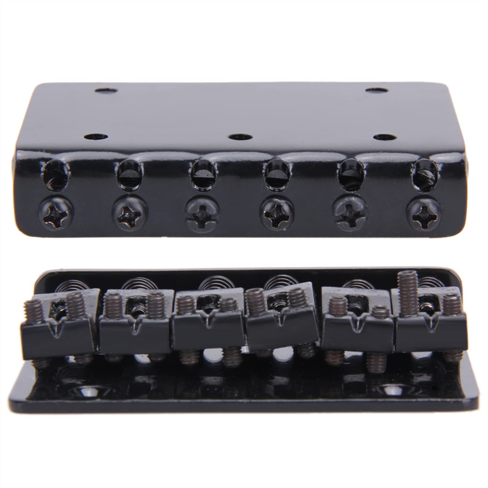 Professional 6-Saddle Hardtail Electric Guitar Bridge - Top Load Black/Silver Replacement Part for Enhanced Tone & Sustain | Perfect for Fender Stratocaster, Telecaster & DIY Guitar Upgrades