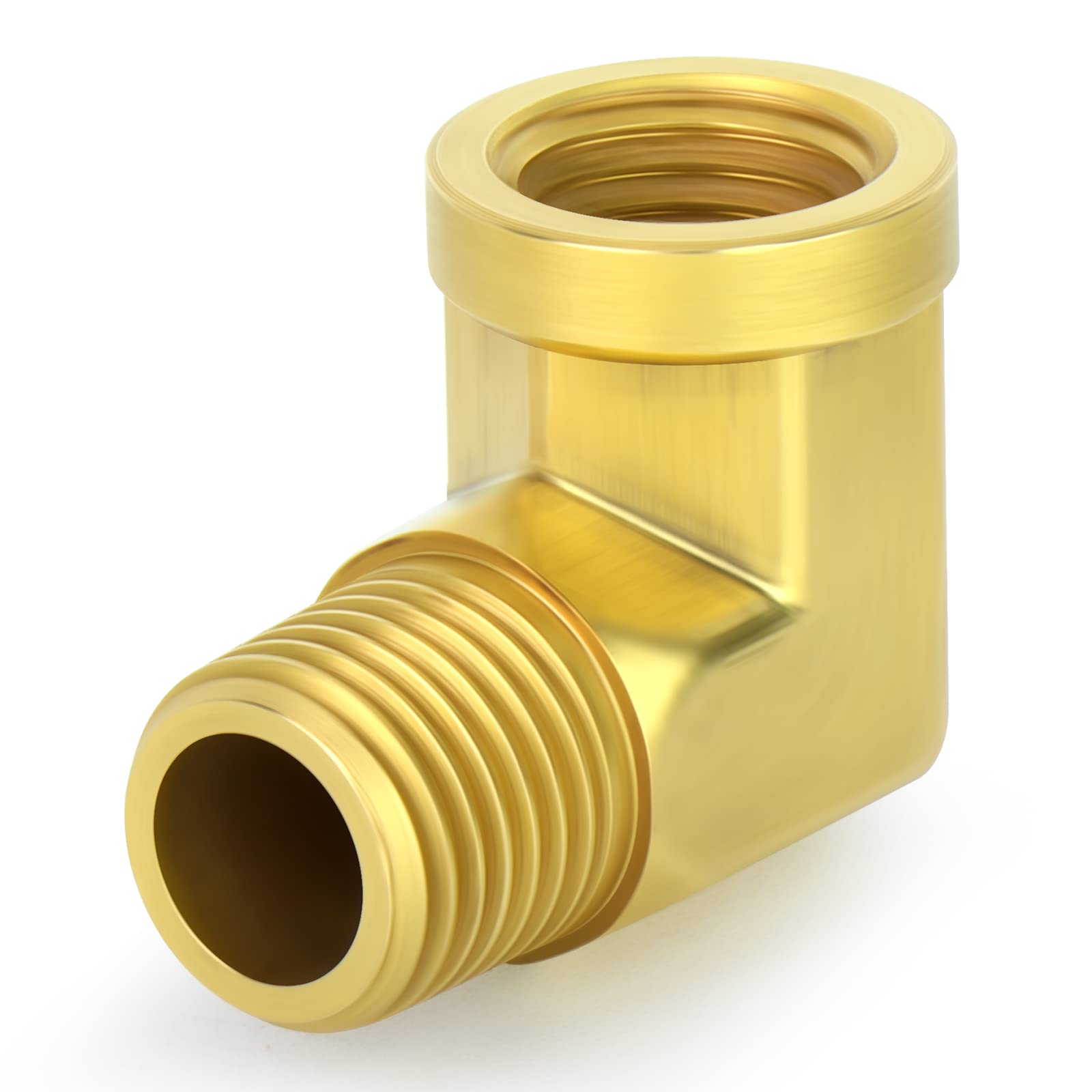 90 Degree Barstock Street Elbow - 5pcs 1/8 Inch NPT Male to Female Brass Pipe Fitting - Perfect for Plumbing, HVAC, and Industrial Applications
