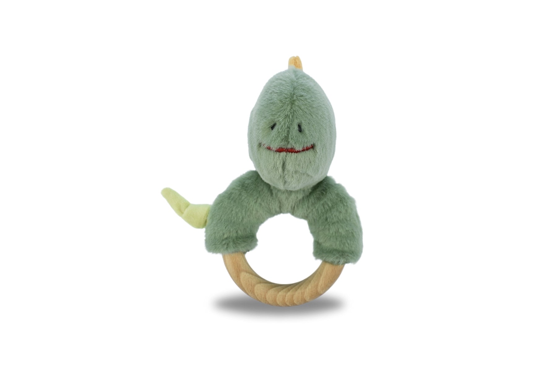 Snuggle Buddy Minty Dinosaur Wooden Ring Rattle - Baby Teething Toy & Sensory Learning Gift for Newborns & Toddlers - Perfect for Playtime, Nursery Decor & Baby Shower Presents