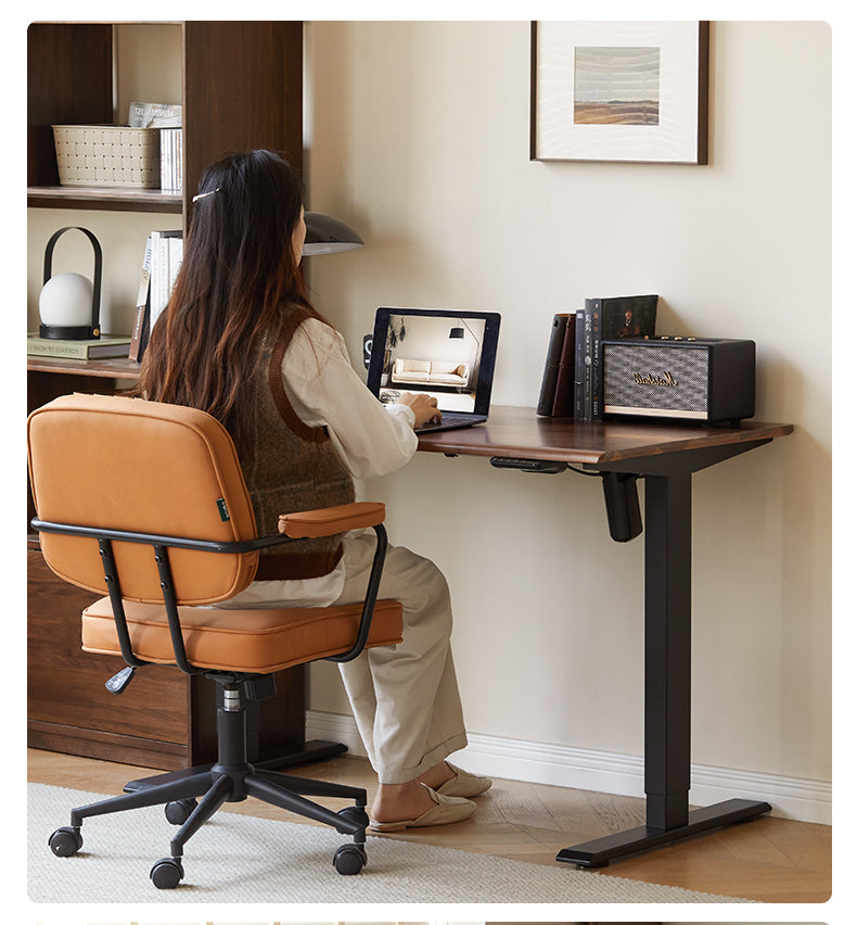 Premium Black Walnut Solid Wood Electric Standing Desk - Adjustable Height Home Office Desk for Work & Study | Ergonomic Workspace Solution for Professionals & Gamers