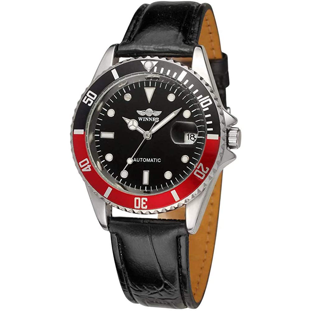 MASTOP Men's Automatic Mechanical Watch - Genuine Leather Strap, Date Display, Waterproof Luxury Wristwatch for Business, Casual & Formal Occasions