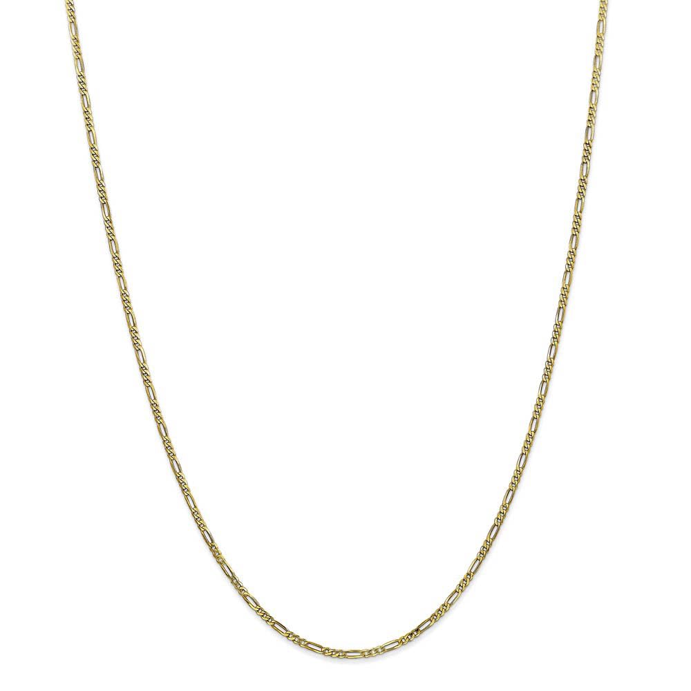 The Black Bow 1.75mm 10k Yellow Gold Solid Concave Figaro Chain Necklace for Men & Women, Perfect for Everyday Wear, Gifts, and Special Occasions
