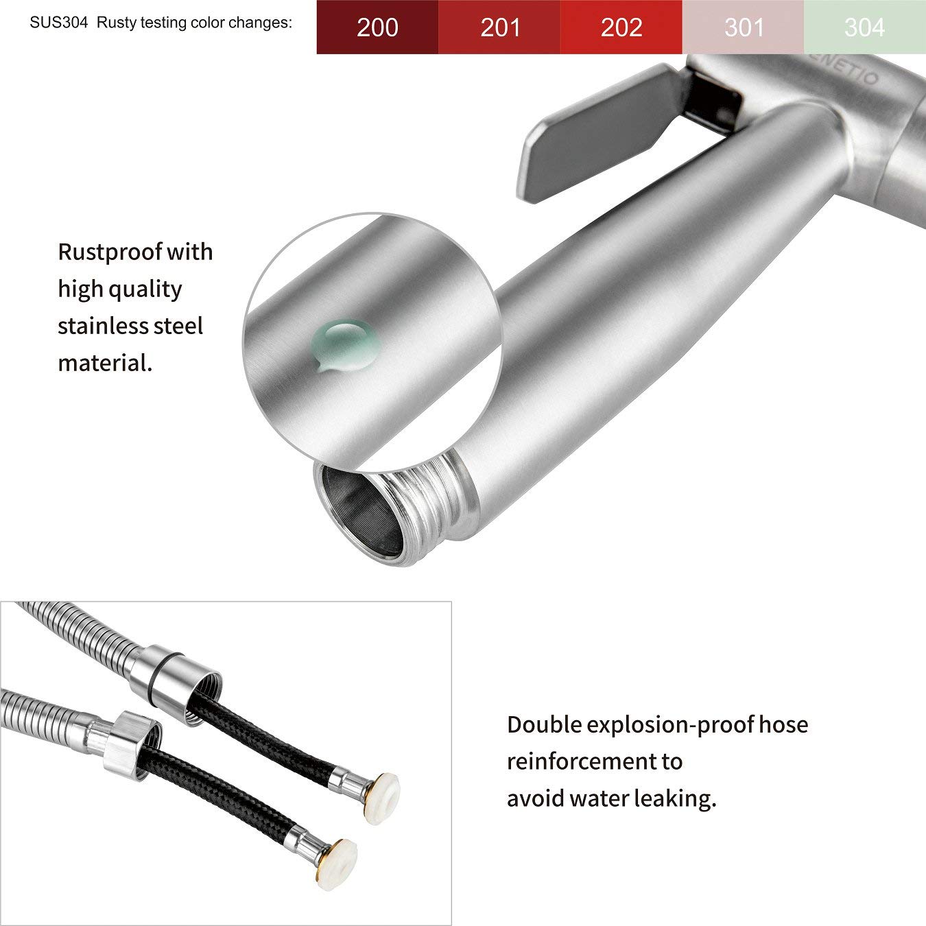 VENETIO Handheld Bidet Sprayer for Toilet - 304 Stainless Steel with Anti-Leak Hose, Wall or Toilet Mount | Perfect for Baby Diaper Cleaning, Shattaf Spray, Pet Bathing & Personal Hygiene | Ideal for Bathroom, Nursery & Pet Care