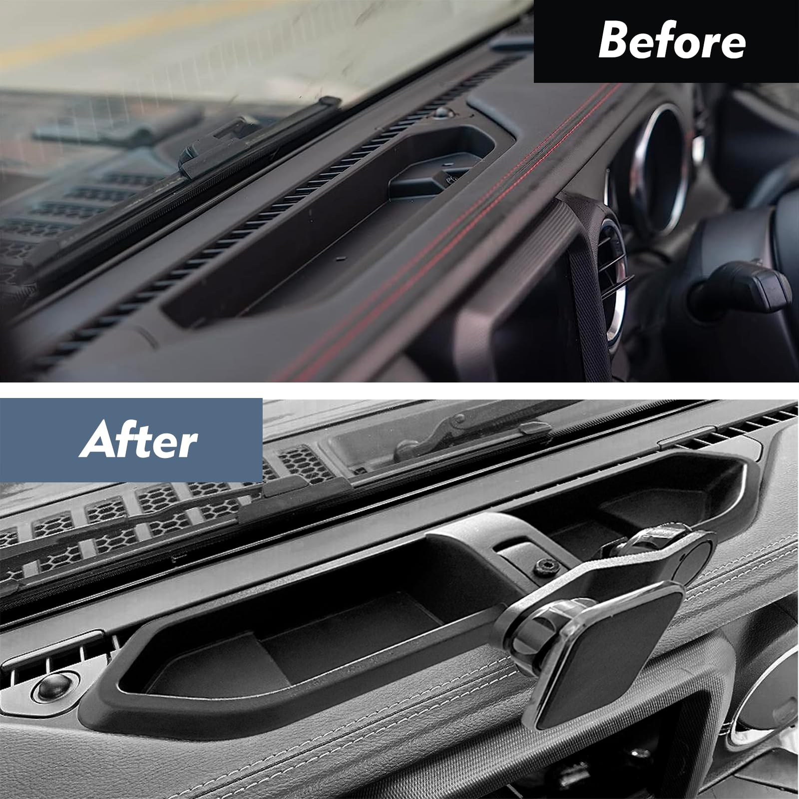 Jeep Wrangler JL & Gladiator JT Phone Mount Holder (2018-2023 Models) - Heavy Duty Dash Tray Mount with Adjustable Extension Arm & Metal Rod - Universal Smartphone Accessories - Perfect for Off-Road Adventures & Daily Commuting (Excludes 4XE/Oil-Electric Models)