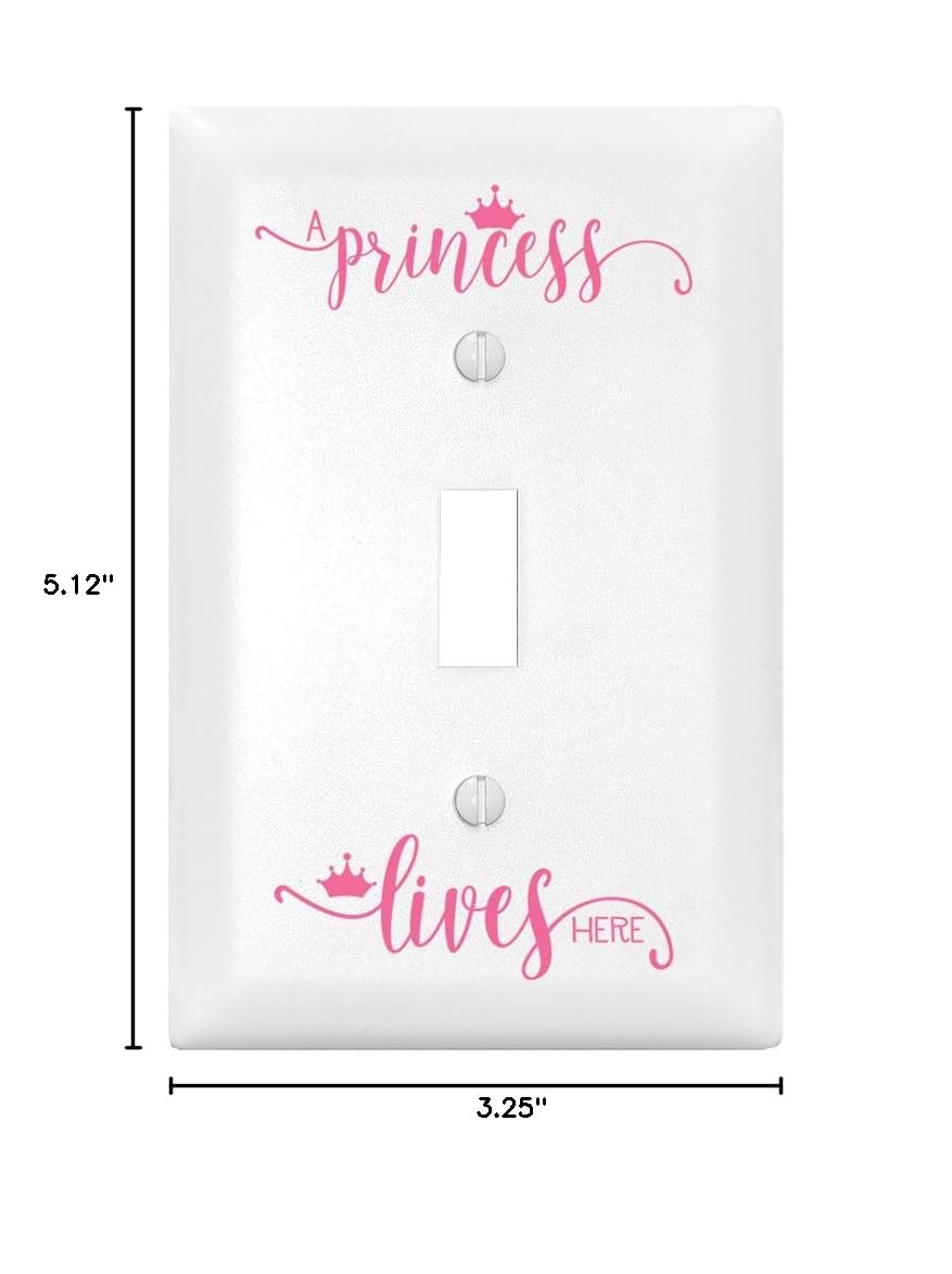 DEXSA Princess Lives Here Let Your Light Shine Single Light Switch Plate Cover - USA Made - Perfect for Kids' Rooms, Nursery Decor & Princess Themed Bedrooms