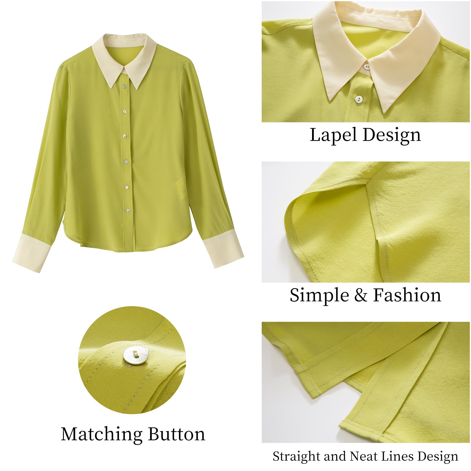 100% Pure Silk Blouse for Women - Elegant V-Neck Button Down Shirt Long Sleeve Dressy Tops | Perfect for Office Wear, Date Night & Special Occasions