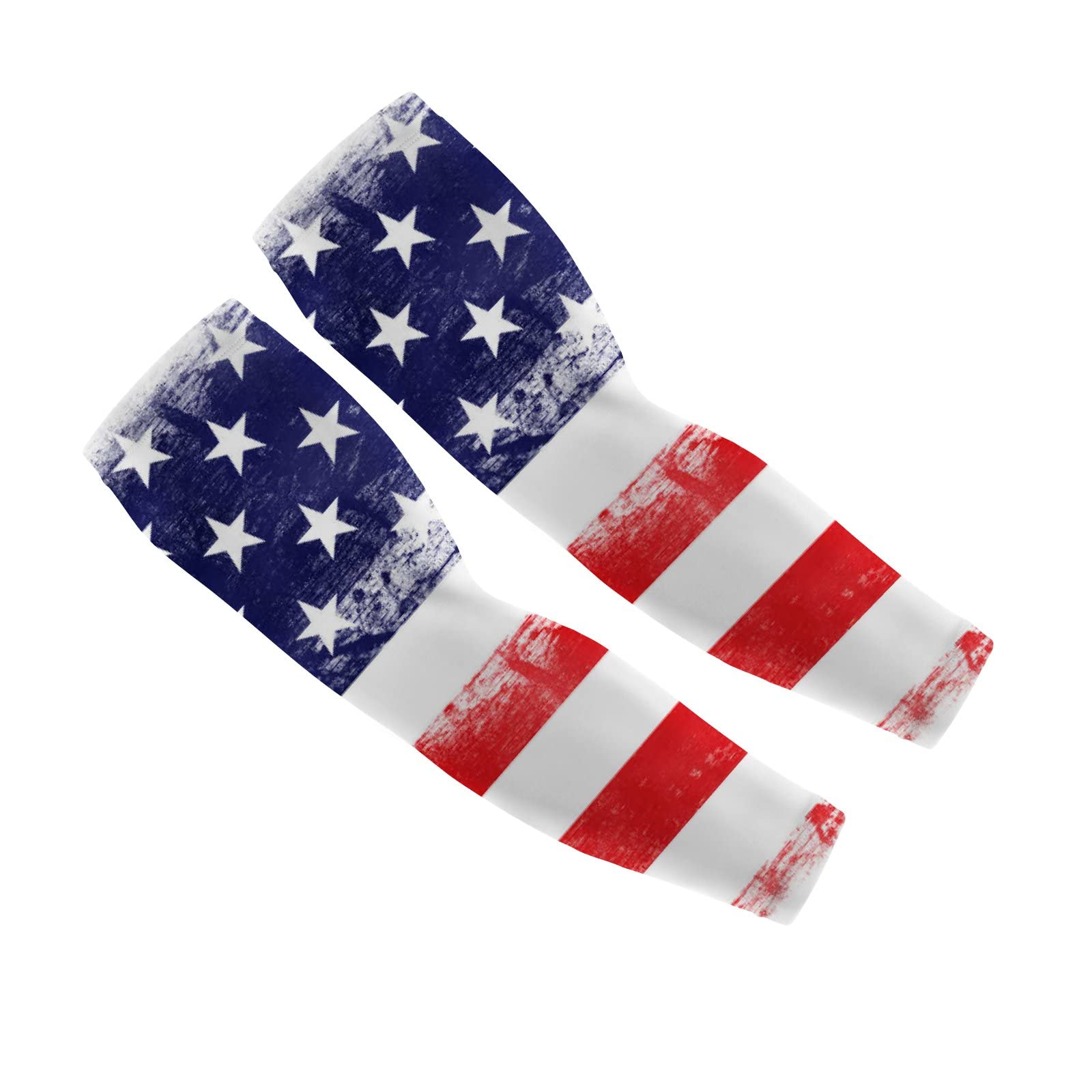 Cooling Arm Sleeves for Men & Women - Vantaso UV Sun Protection Sports Sleeves with American Flag Design, Breathable Ice Silk Fabric (Sizes S-XXL) - Perfect for Running, Cycling, Hiking & Outdoor Activities