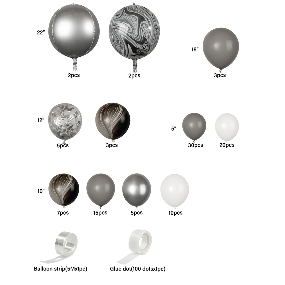 Balloonify Gray and Metallic Silver Balloon Arch Garland Kit - 104 Pieces for Party Decorations | Perfect for Birthday, Wedding & Baby Shower Decor