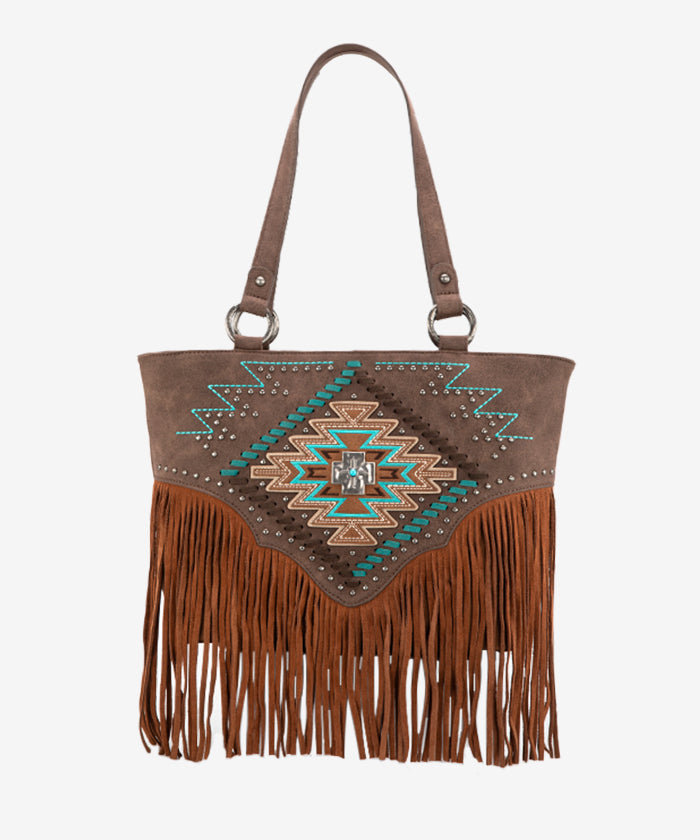 Montana West Aztec Fringe Concealed Carry Tote Bag for Women - Stylish CCW Purse with Hidden Gun Pocket - Perfect for Everyday Carry, Travel & Self Protection