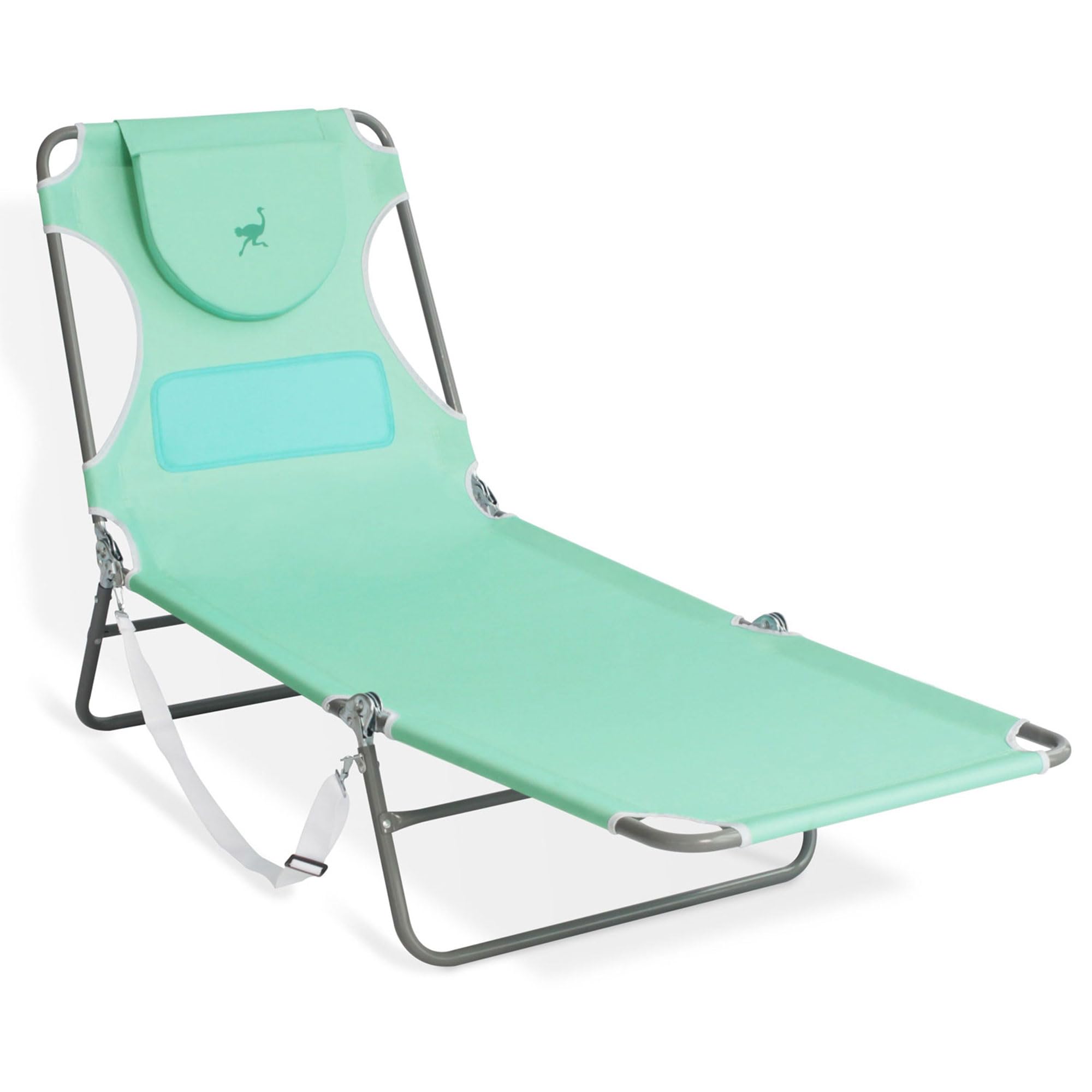 Premium Ostrich Chaise Lounge - Foldable Sunbathing Chair for Poolside, Beach & Outdoor Camping | Adjustable Reclining Backrest | Teal Blue | Perfect for Relaxing by the Pool, Beach Vacations & Backyard Lounging