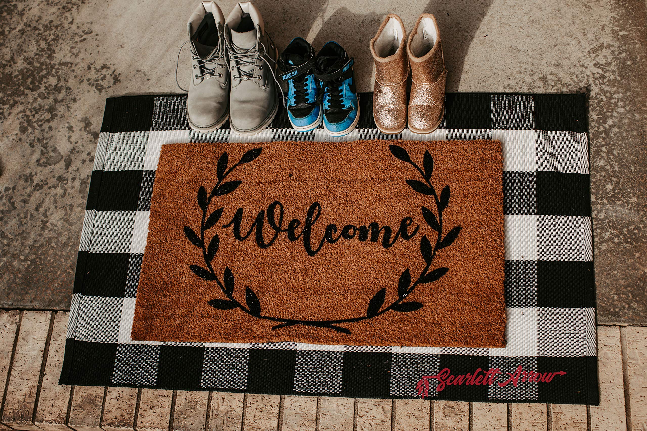 Buffalo Plaid Rug 28x43 Inches - Black and White Checkered Indoor Outdoor Rug - Washable Hand-Woven Area Rug for Porch, Kitchen, Farmhouse - Perfect for Layered Door Mats & Cozy Home Decor