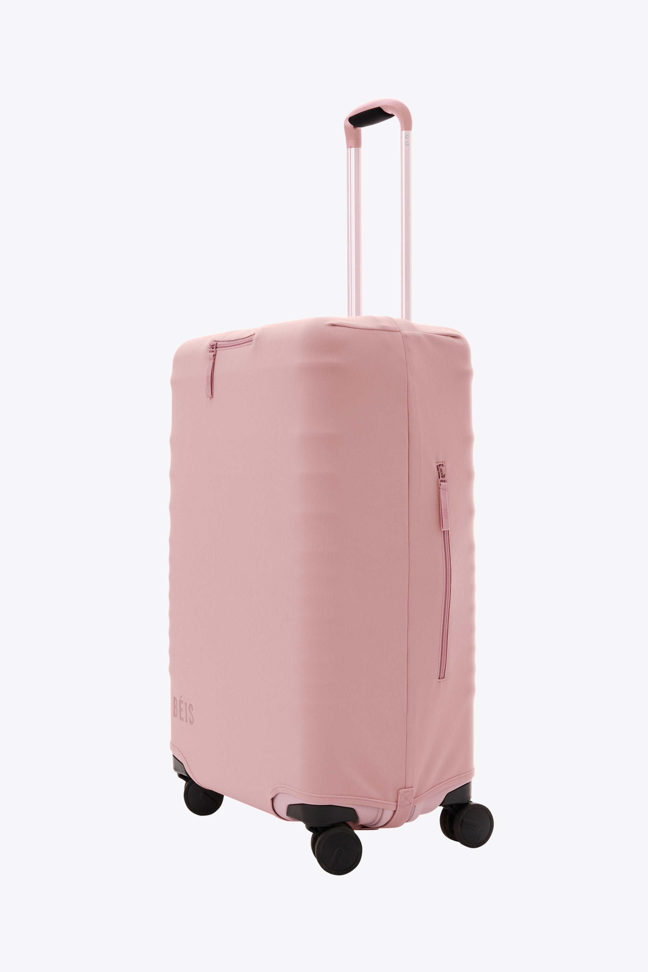 Atlas Pink Medium Check-In Luggage Cover - Waterproof & Durable Suitcase Protector for Travel, Airplane, and Vacation Use