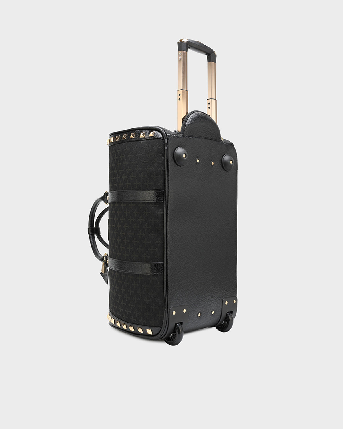 Black Cross Spiked Rolling Duffle Bag - Stylish Travel Luggage for Gym, Work & Weekend Getaways | Durable Wheels & Trendy Design