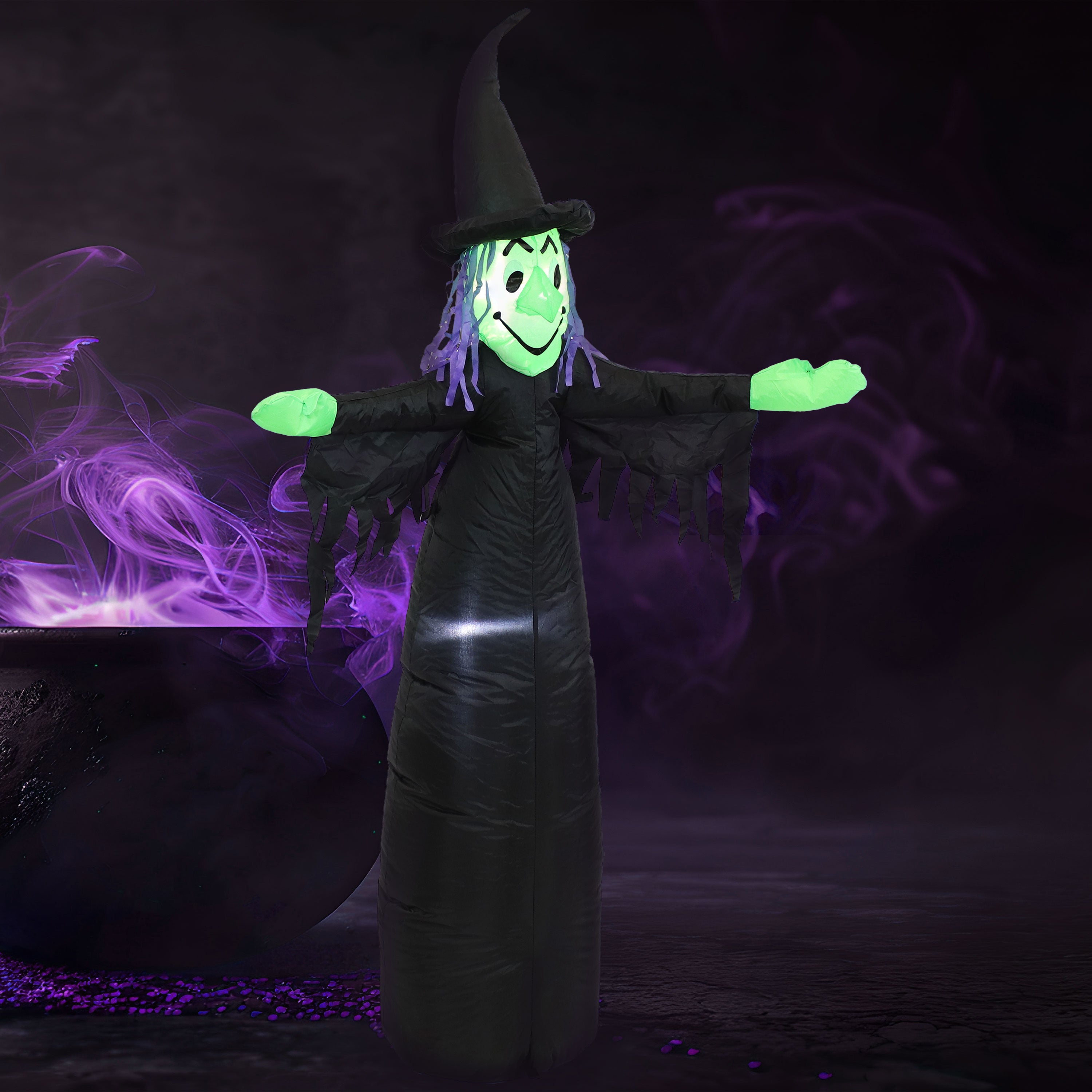 5' H Sunnydaze Wendolyn the Wicked Witch Halloween Inflatable Decoration - Spooky Yard Decor for Halloween Party, Haunted House & Outdoor Festive Display